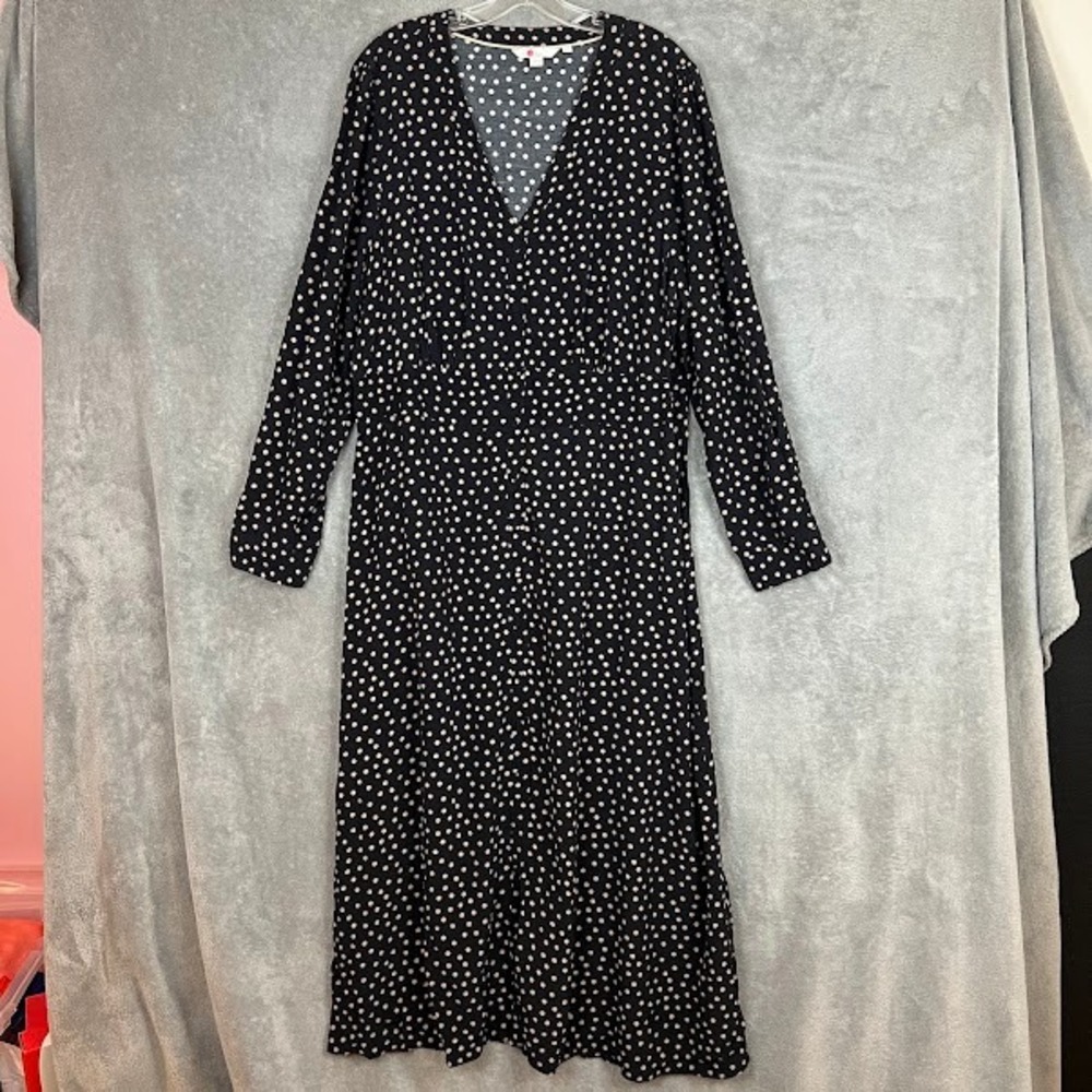 Boden Elsie Midi Dress Womens 18L Spot Print Long Sleeve Wedding Guest Feminine